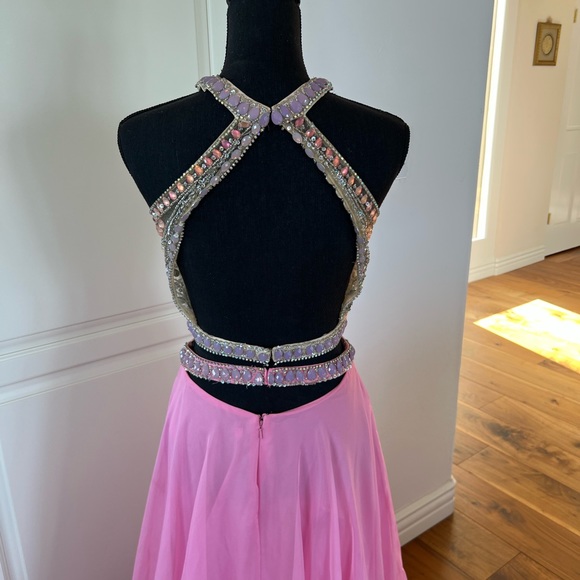 2 PIECE DESIGNER PROM DRESS GORGEOUS BEADED TOP & LONG SKIRT W/TRAIN SZ-4 💗🎀💎 - Picture 4 of 9